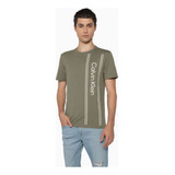 Playera Verde Olivo Logotipo Estampado Calvin Klein Hombre