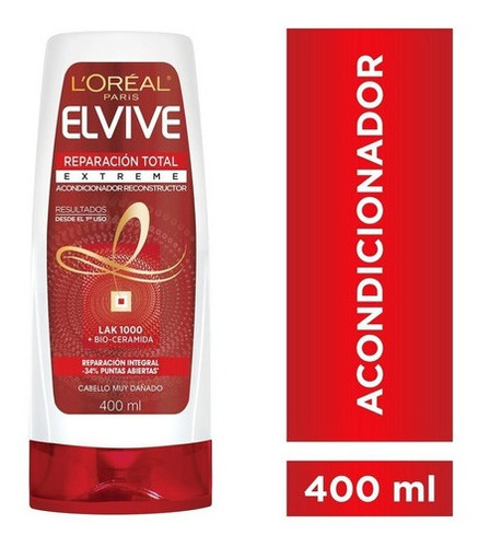 Acondicionador L'oréal Paris Elvive Reparación Total Extreme Para Cabellos Muy Dañados Botella 400 Ml