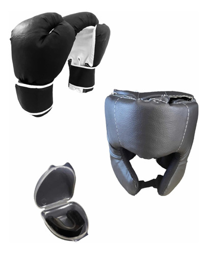 Kit  Boxeo Guantes + Cabezal Con Pómulos + Bucal C Estuche