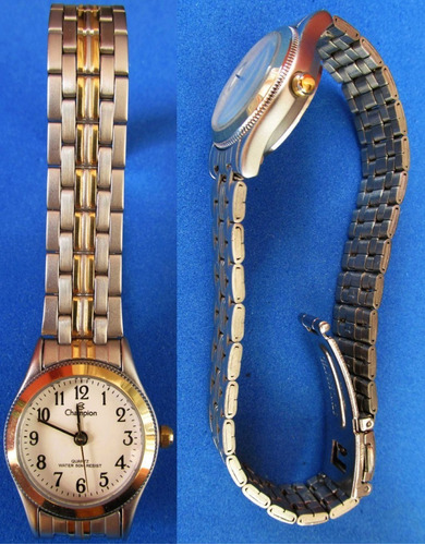 Relógio Champion Aço Banhado Ouro Máquina Japonesa Feminino