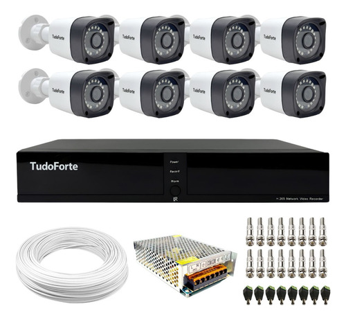 Kit 8 Câmeras Segurança Tf 1220 B Full Hd, Dvr 3308 8 Canais