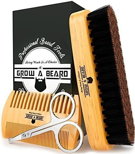 Cepillo Y Peine Con Tijeras Para Barba Bambú De Uso Personal