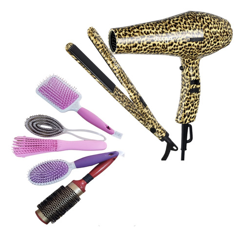 Kit Secador Sw3600 + Plancha Swb105 Animal Print Duga