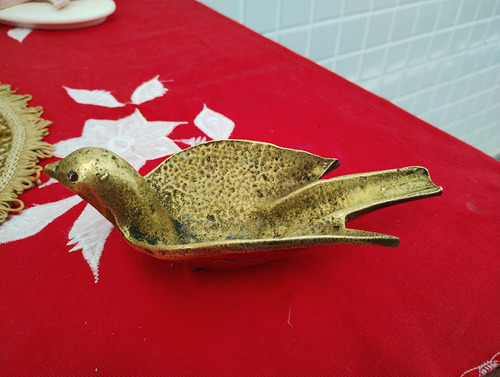 Cinzeiro Antigo De Bronze Formato De Pássaro Ler Descrição 