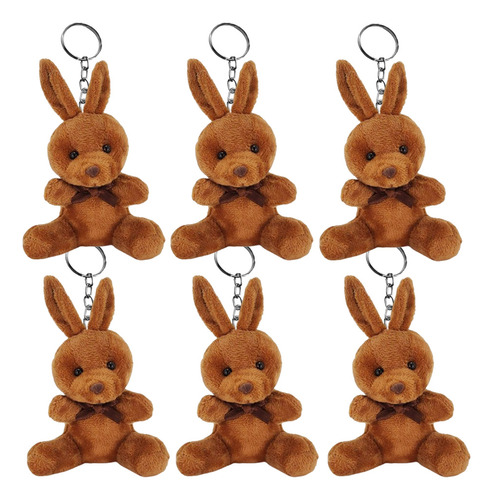 6 Mini Coelhos De Pelucia Lembrancinha Chaveiro Páscoa