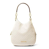 Bolso Tote Con Cadenas Color Blanco Y Marrón. Michael Kors