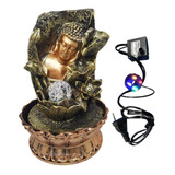 Estátua De Buda Relaxante Decorativa Bola Cristal Rgb 9115