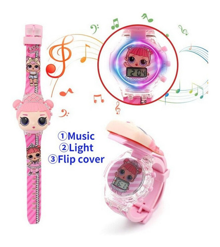 Reloj Niños Digital Luces Sonido Tapa Infantil Muñeca Lol