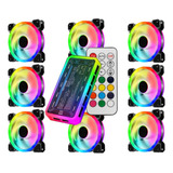 Kit 8 Fan Gamer Cooler Rgb Argb 120mm Dual Face Controladora