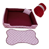 Cama Para Cachorros Grandes Kit Para  Pet Gg Cama 95x95cm Cor Vinho Coroa