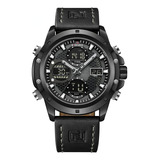 Reloj Deportivo De Cuero Naviforce 9225 Quartz Digital Led O