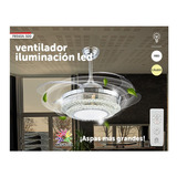 Ventilador De Techo Aspas Retractiles Lampara Led Dos Luces Color De La Estructura Plateado Color De Las Aspas Transparentes Diámetro 108 Cm Material De Las Aspas Plástico