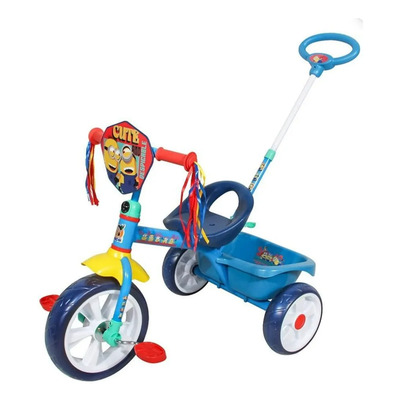 Triciclo Apache Minions Con Barra De Empuje Azul Acero | Envío gratis