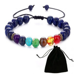 Pulsera 7 Chakras Lapislazuli Cuarzo Yoga Ajustable Piedra