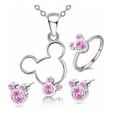 Collar Regalo Aretes Anillo Mickey Mimi Swaronsky Elements