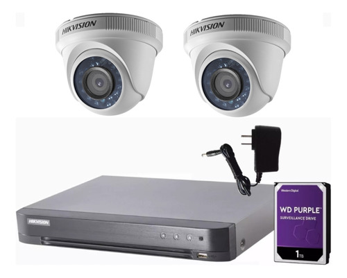 Kit Seguridad Hikvision Dvr 8 Canales 1080p Lite + 2 Domos 