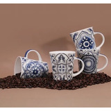 Jgo De  4  Tazas, Crown Baccara, Azulai,  Porcelana