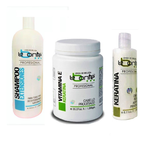 Kit Shampoo Extenciones 1lt + Vitamina E + Keratina 240ml 