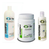 Kit Shampoo Extenciones 1lt + Vitamina E + Keratina 240ml 