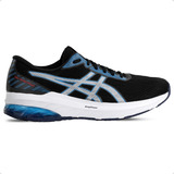 Tenis Asics Preto E Azul Confortavel Com Amortecedor Oferta