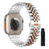 Pulseira Aço Inox Social Masculino P/ Apple Watch 7 8 Ultra