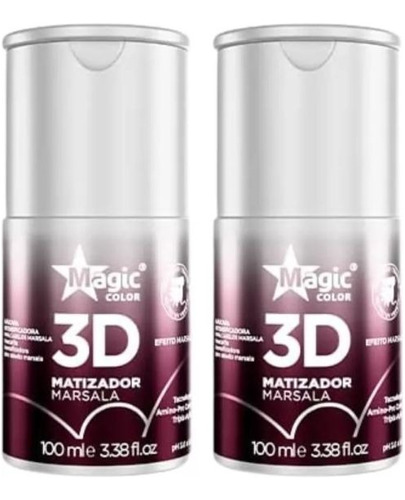 Kit 2 Gloss Matizador 3d Marsala Vermelho Magic Color 100ml