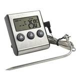 Termômetro Timer Digital P/ Forno / Defumador Churrasqueira Sonda Flexível Externo