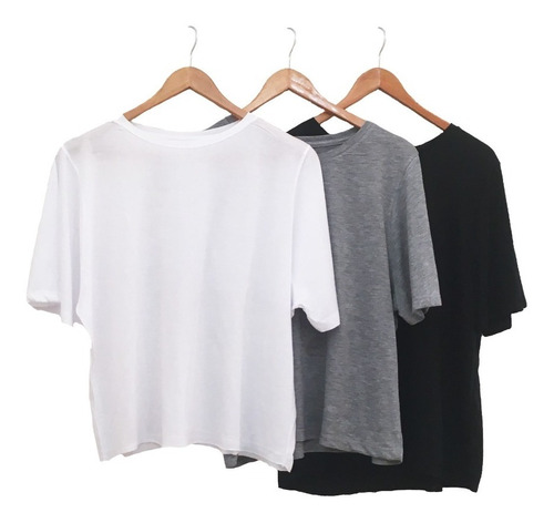 Remera De Mujer Cuadrada  Oversize Pack X3