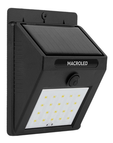 Reflector Led Solar Aplique Con Fotocelula 1,5w Macroled Carcasa Negro Luz Fria/dia