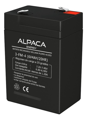 Batería Sellada De Gel Recargable Alpaca Energy 6 V