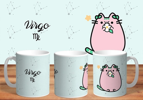 Taza - Tazón De Ceramica Sublimada  Gato Kawaii: Virgo