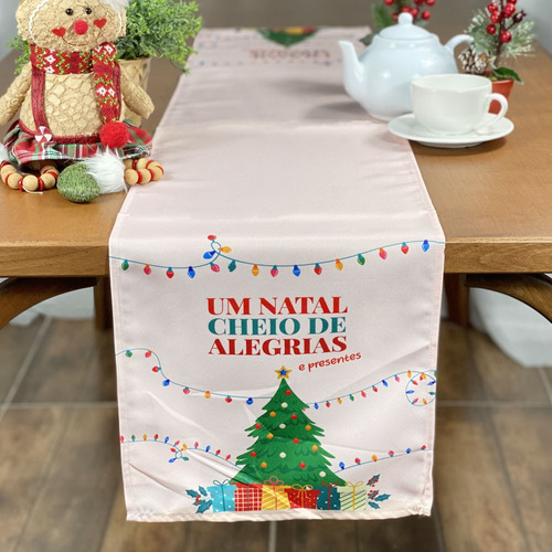 Caminho Trilho De Mesa Natal Estampado 1,50 Mesa Posta Renda