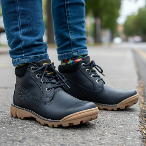 Botas Urbanas Jeep Biker Juvenil 25522 Vail Negro Original