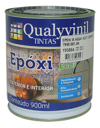 Tinta Epoxi Azulejo Teto Banheiro Cozinha Qualyvinil 0,9l 