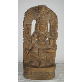 Antigua Figura India Hindu Lakshmi Madera Tallada No Envio