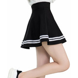Faldas Circulares Cortas Falda Negra Con Lineas Coreana Kpop