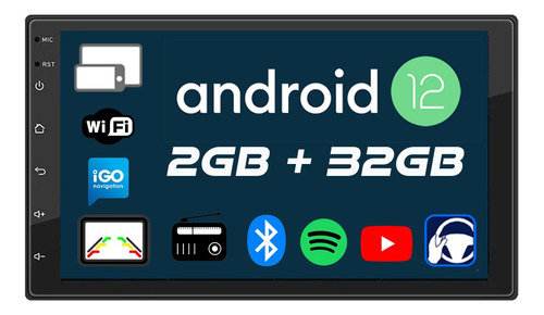 Estereo Android Doble Din Pantalla 7'' Bt Gps Wifi Camara