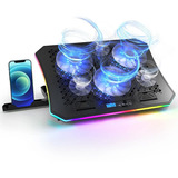 Base Cooler Gamer Suporte Notebook Ergonômico 6 Fans Rgb