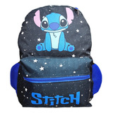 Mochila Stitch Preta Escolar Infantil Juvenil De Costas