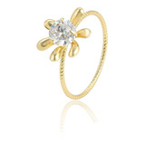 Anillo Flor  Oro 14k Lam Swarovski Calidad Premium Moda