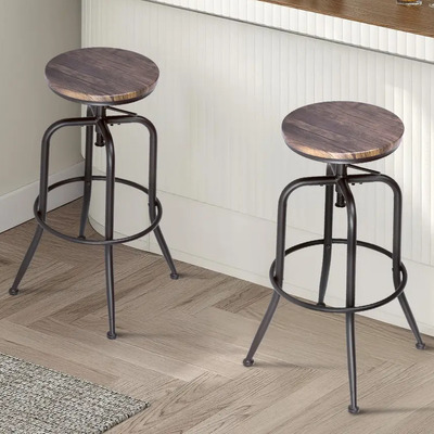 Taburetes De Bar Juego De 2 Sillas De Barra Anacletus Oak Color Marrón | Meses sin interés