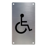 Cartel De Acero Inoxidable Toilette Baño Discapacitado 