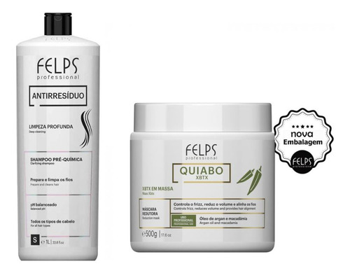 Kit Felps - Shampoo Antirresíduo 1l + Okra Btox 500g