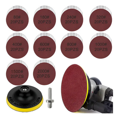 200 Discos De Lijado Angular Y Almohadilla De Respaldo De Gancho Y Bucle De 4 Pulgadas, Accesorios De Amoladora Angular Con Roscas De 80-2000 Con Adaptador De Taladro De 8 Mm, Juego De Papel De Lija | Envío gratis