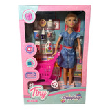 Muñeca Tiny Shopping Carrito De Supermercado Vestido De Jean