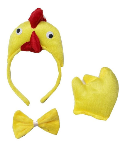 Pollito Amarillo Diadema Bowtie Tail 3pcs Traje