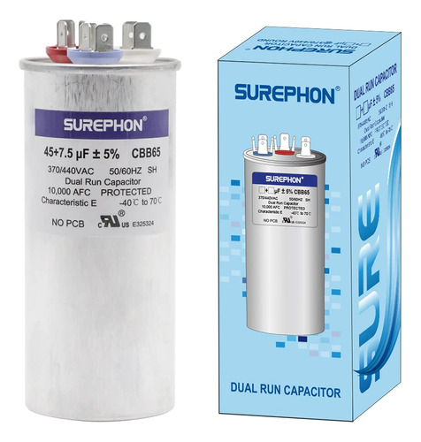 Surephon B Cbb65 Condensador De Funcionamiento Para Ac 45+7.