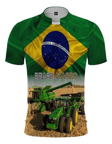 Blusa Brasil Agro Top Colheitadeira Trator John Deere Ag04