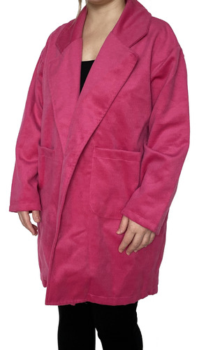 Tapado Saco Blazer De Paño Mujer Fucsia