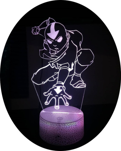 Lámpara Avatar Aang 3d Luz De Noche Ilusión Regalo Colección